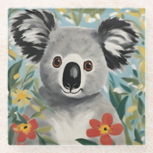 Koala Painting Glass Coaster
