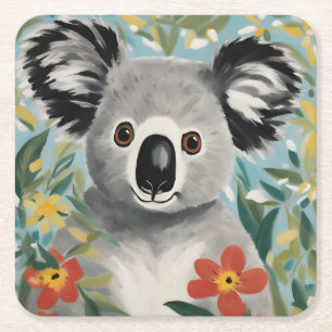 Koala Painting Square Paper Coaster