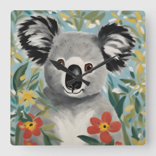 Koala Painting Square Wall Clock