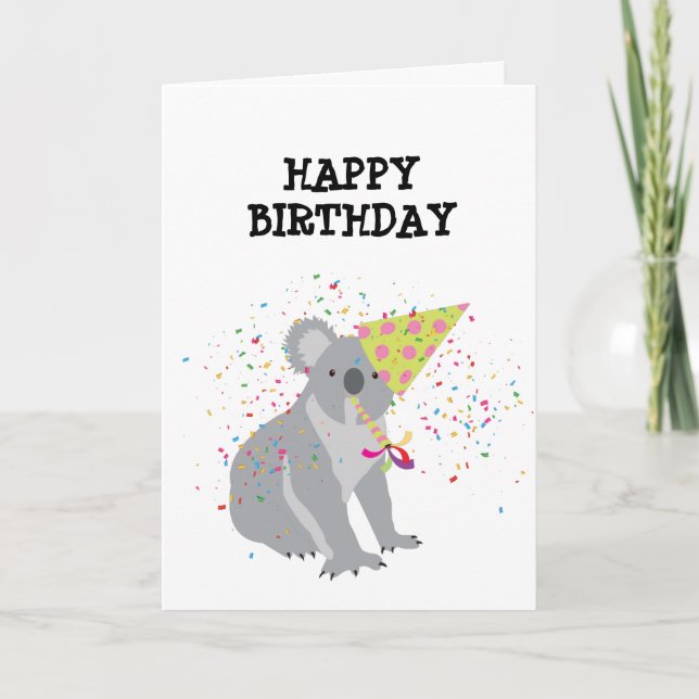 Koala Partying - Animals Having a Party Card (Front)