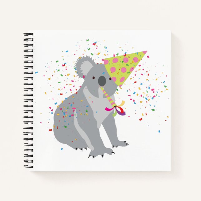 Koala Partying - Animals Having a Party Notebook (Front)