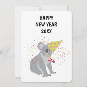 Koala Partying - Animals Holiday New Years Card