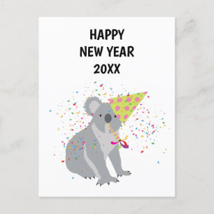 Koala Partying - Animals Holiday New Years Card
