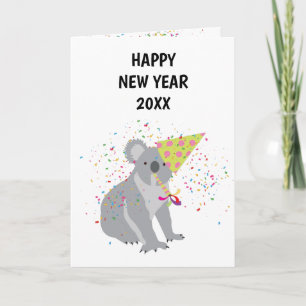 Koala Partying - Animals Holiday New Years Card