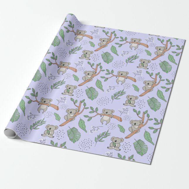 Koala Pattern Wrapping Paper (Unrolled)