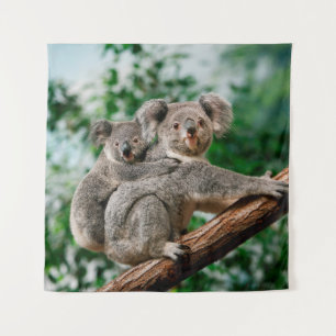 Koala, phascolarctos cinereus, Female carrying You Tapestry