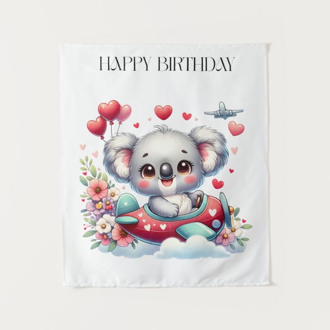 Koala Pilot Birthday Tapestry (Front)