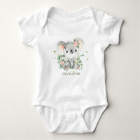 Koala Pink Floral Greenery 1st Birthday Outfit