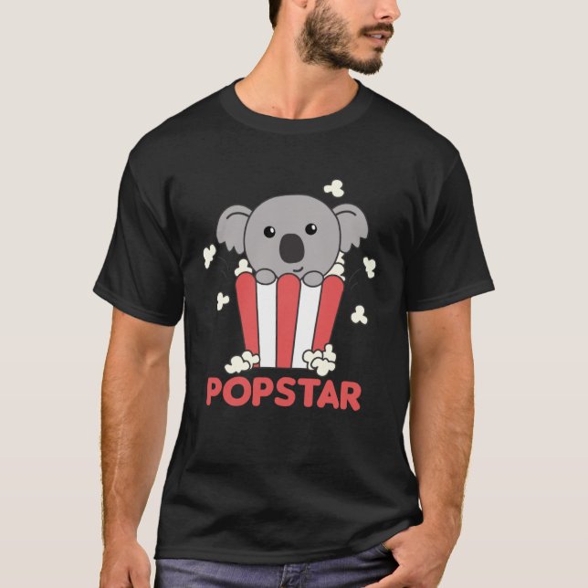 Koala Popcorn Popstar Poppin  Koalas Cinema Evenin T-Shirt (Front)