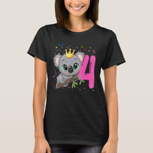 Koala Princess 4th Birthday Girl 4 Years Old Theme T-Shirt