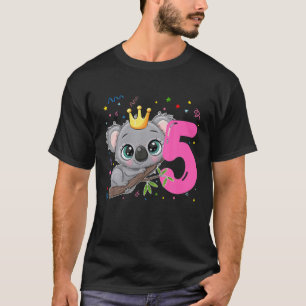 Koala Princess 5Th Birthday Girl 5 Years Old Theme T-Shirt