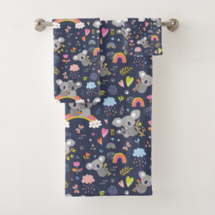 Koala Rainbow Love Pattern Bath Towel Set