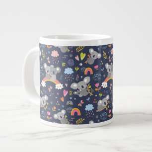 Koala Rainbow Love Pattern Large Coffee Mug