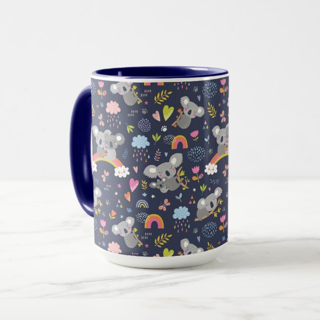 Koala Rainbow Love Pattern Mug (Front Left)