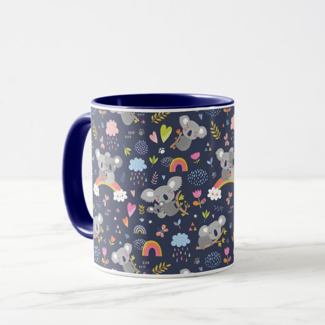 Koala Rainbow Love Pattern Mug (Front Left)