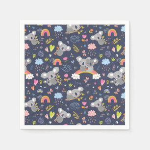 Koala Rainbow Love Pattern Napkin
