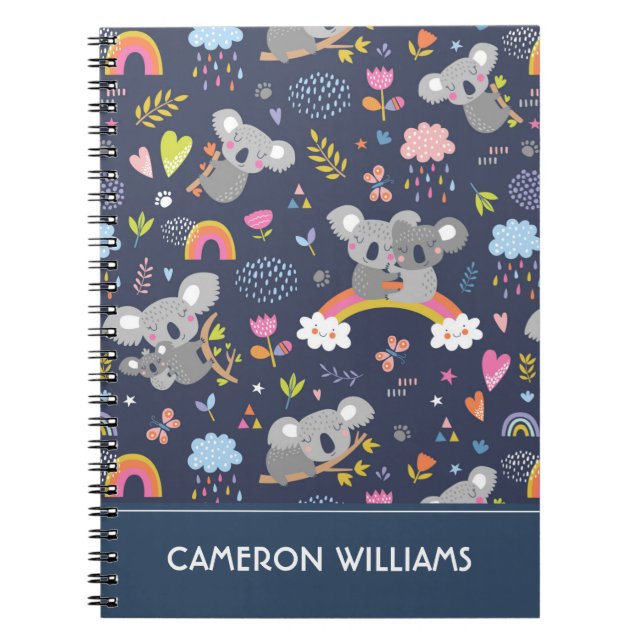 Koala Rainbow Love Pattern Notebook (Front)