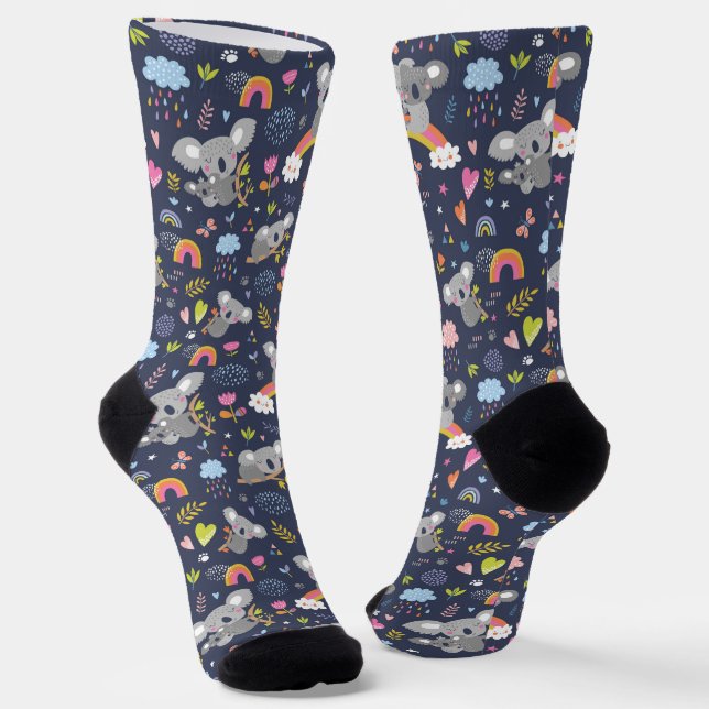 Koala Rainbow Love Pattern Socks (Angled)