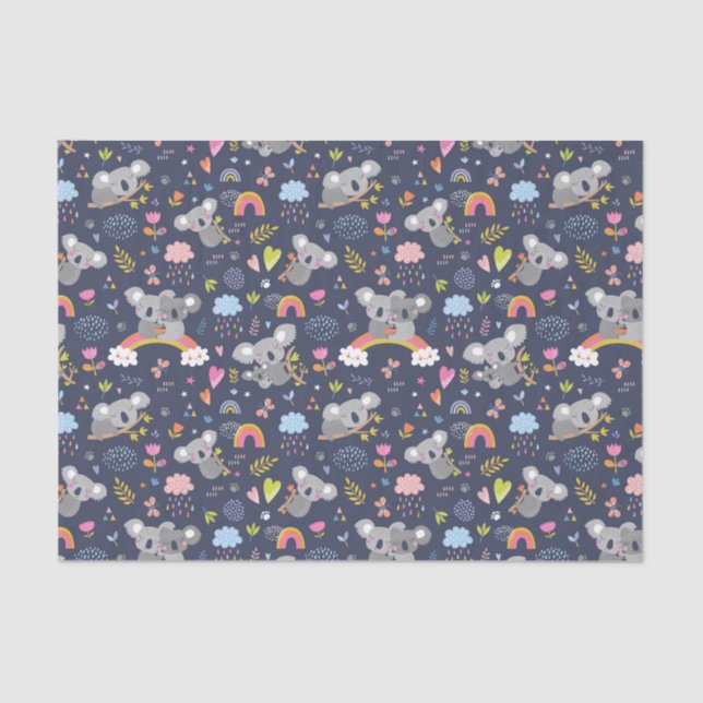Koala Rainbow Love Pattern Tissue Paper (Front)