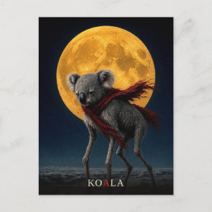 Koala Red Scarf gothic Surreal Postcard