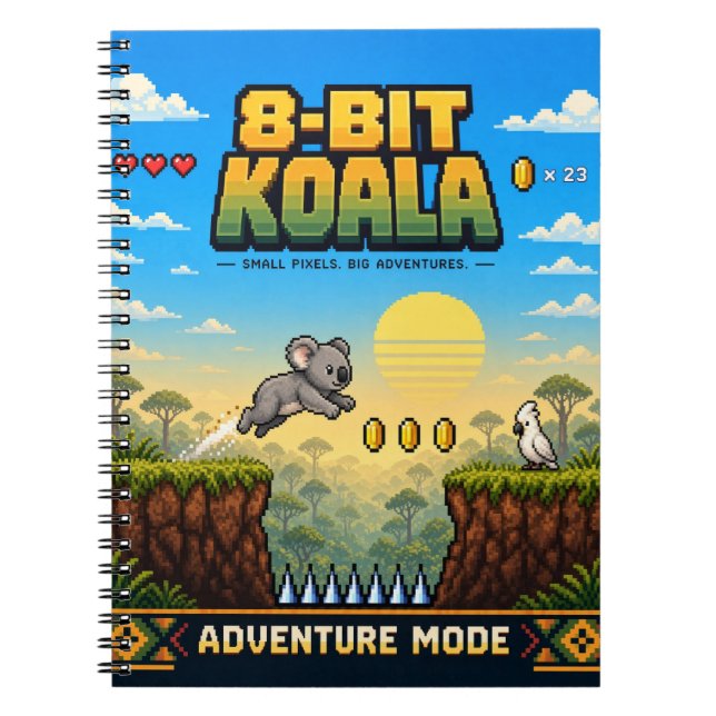 Koala, Retro 8-Bit Pixel Art Notebook (Front)