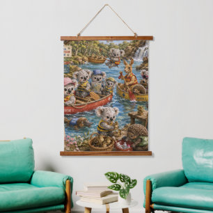 Koala River Rescue Team Saving Wildlife Friends Hanging Tapestry