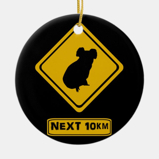 koala road sign ceramic tree decoration (Front)