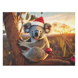 Koala Santa Hat Sitting in Gumtree Tablecloth