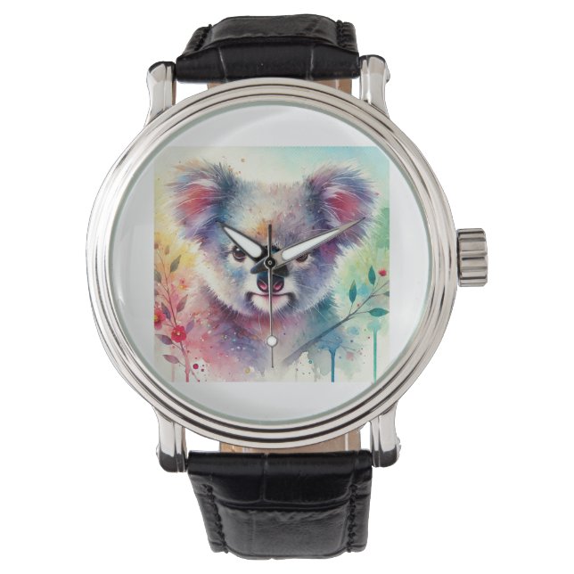 Koala Serenity 010924AREF109 - Watercolor Watch (Front)