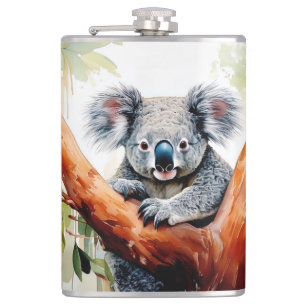 Koala Sitting in a Gum tree Hip Flask
