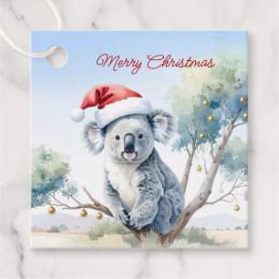 Koala Sitting in a Gum tree Merry Christmas Favour Tags