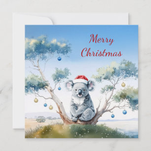 Koala Sitting in a Gum tree Merry Christmas Holiday Card