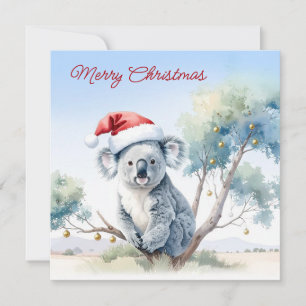 Koala Sitting in a Gum tree Merry Christmas Holiday Card