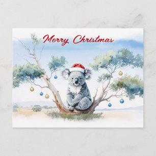 Koala Sitting in a Gum tree Merry Christmas Holiday Postcard