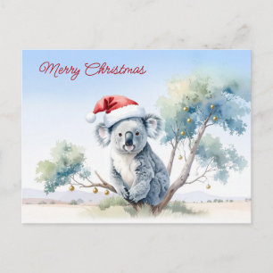 Koala Sitting in a Gum tree Merry Christmas Holiday Postcard