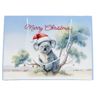 Koala Sitting in a Gum tree Merry Christmas Large Gift Bag