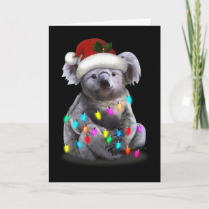 Koala Sitting With Christmas Lights Xmas Season Card
