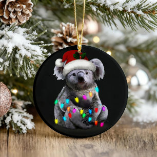 Koala Sitting With Christmas Lights Xmas Season Ceramic Ornament