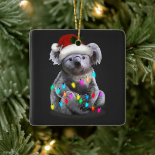 Koala Sitting With Christmas Lights Xmas Season Ceramic Ornament