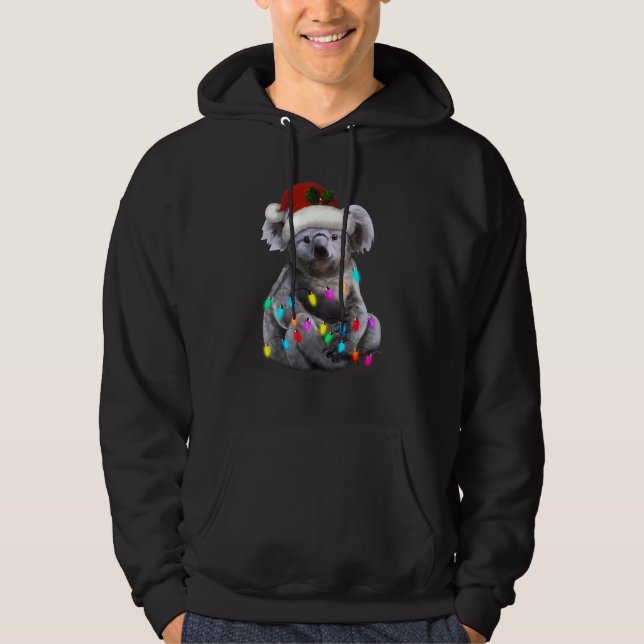 Koala Sitting With Christmas Lights Xmas Season Hoodie (Front)