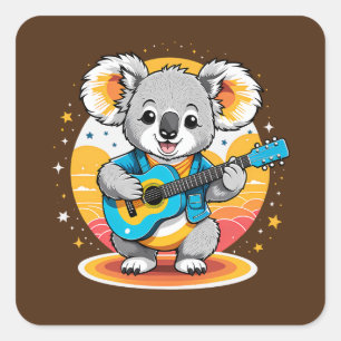 Koala Strumming a Guitar Square Sticker