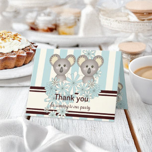 Koala Twin Baby Shower   Birthday Thank You Card
