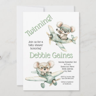 Koala Twin Baby Shower Invitation | Gender Neutral