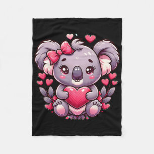 Koala Valentine Hearts Bear Fleece Blanket
