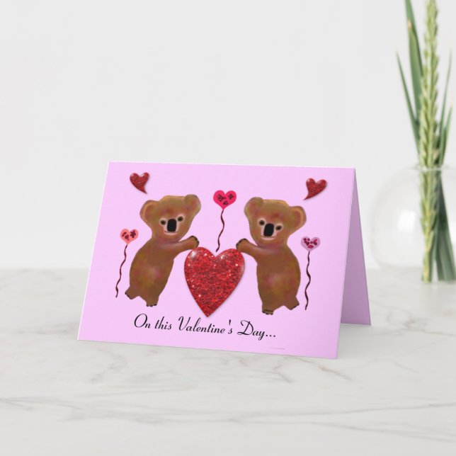 Koala Valentine Hearts Cards (Front)