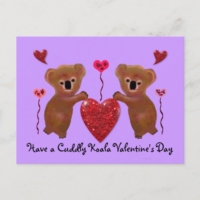 Koala Valentine Hearts Postcards (Front)