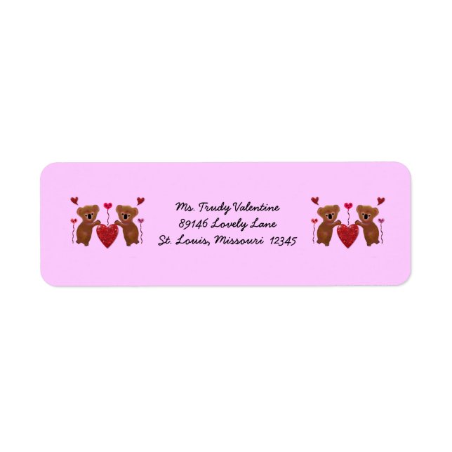 Koala Valentine Hearts Return Address Labels (Front)