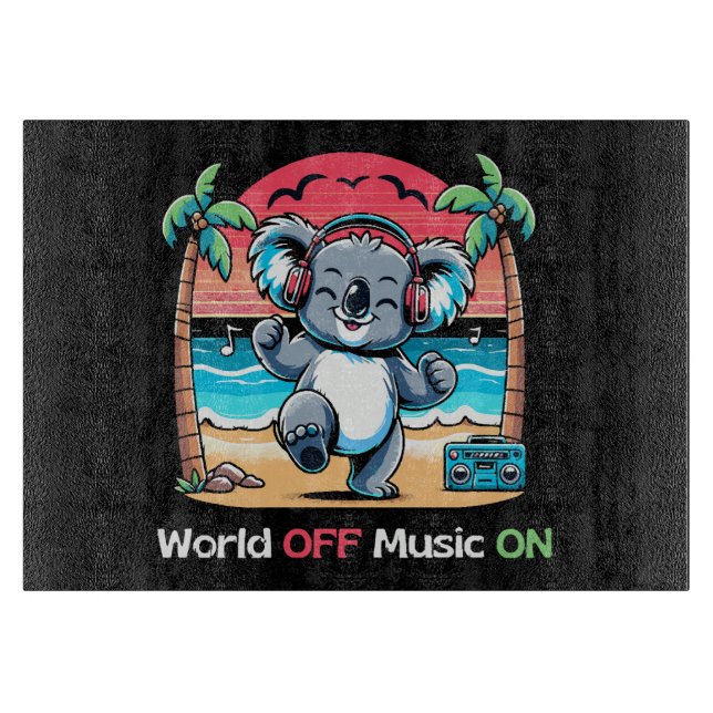 Koala Vibing on the Beach Cutting Board (Front)