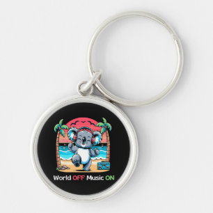 Koala Vibing on the Beach Key Ring