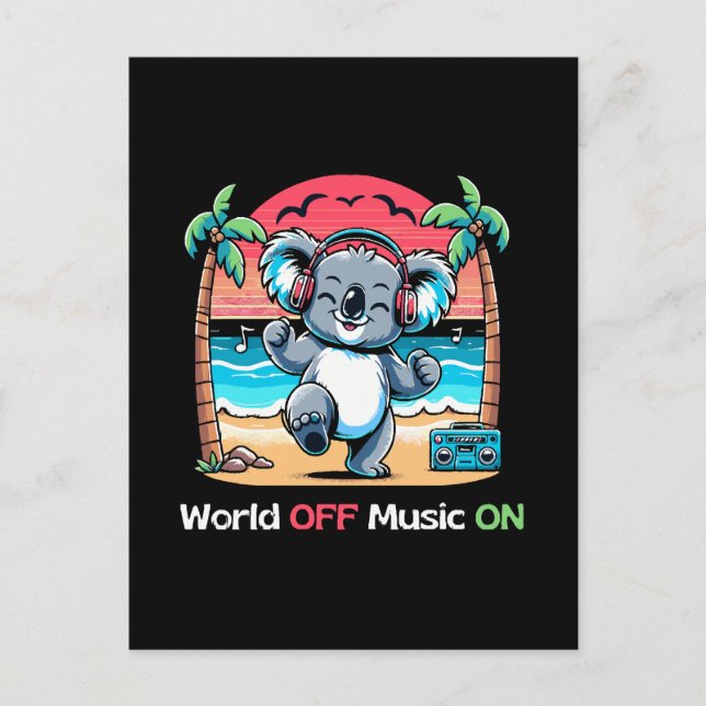 Koala Vibing on the Beach Postcard (Front)